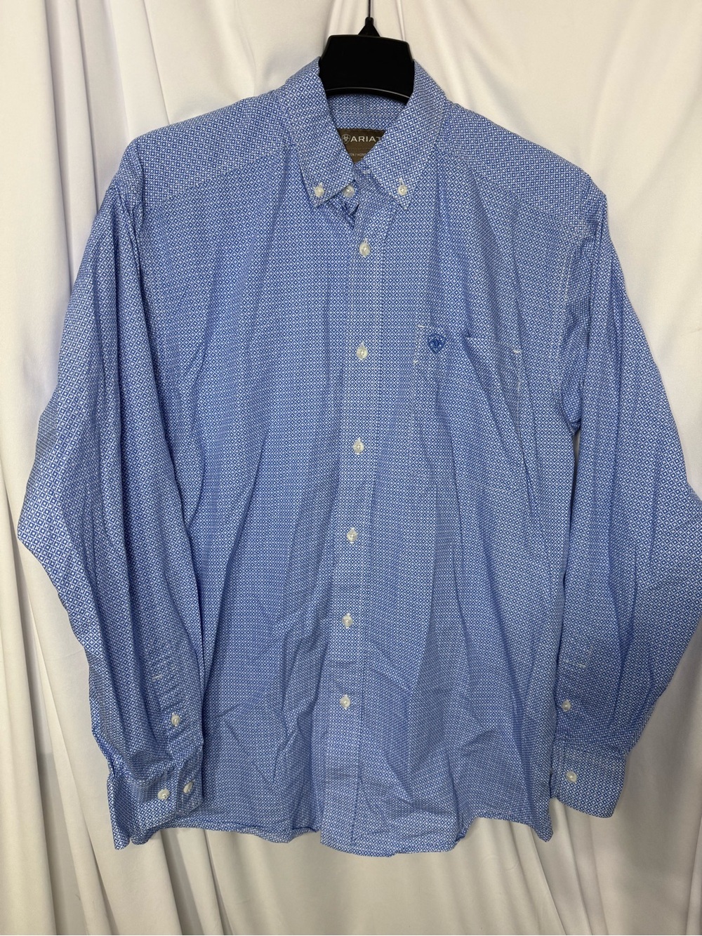 Mens Ariat Blue Patterned Button-Down Shirt